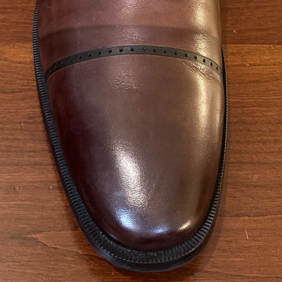 🌟2xHP🌟Brown Leather Perforated Cap Toe Derby Shoes 12 - Picture 5 of 12